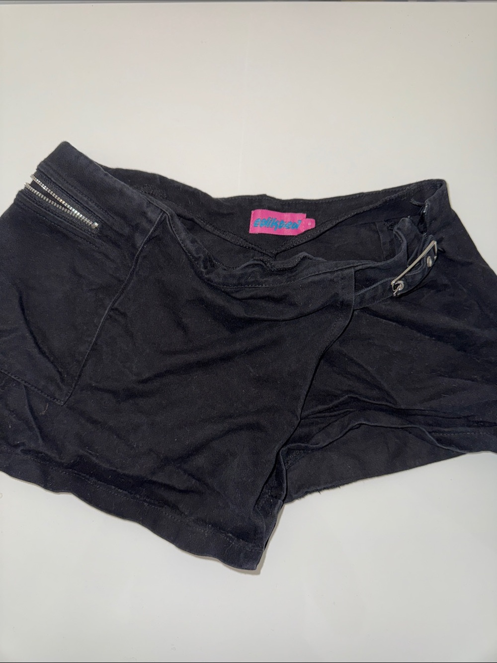 Edikted Black Women's Bike Skort with Zip and Buckle Detail